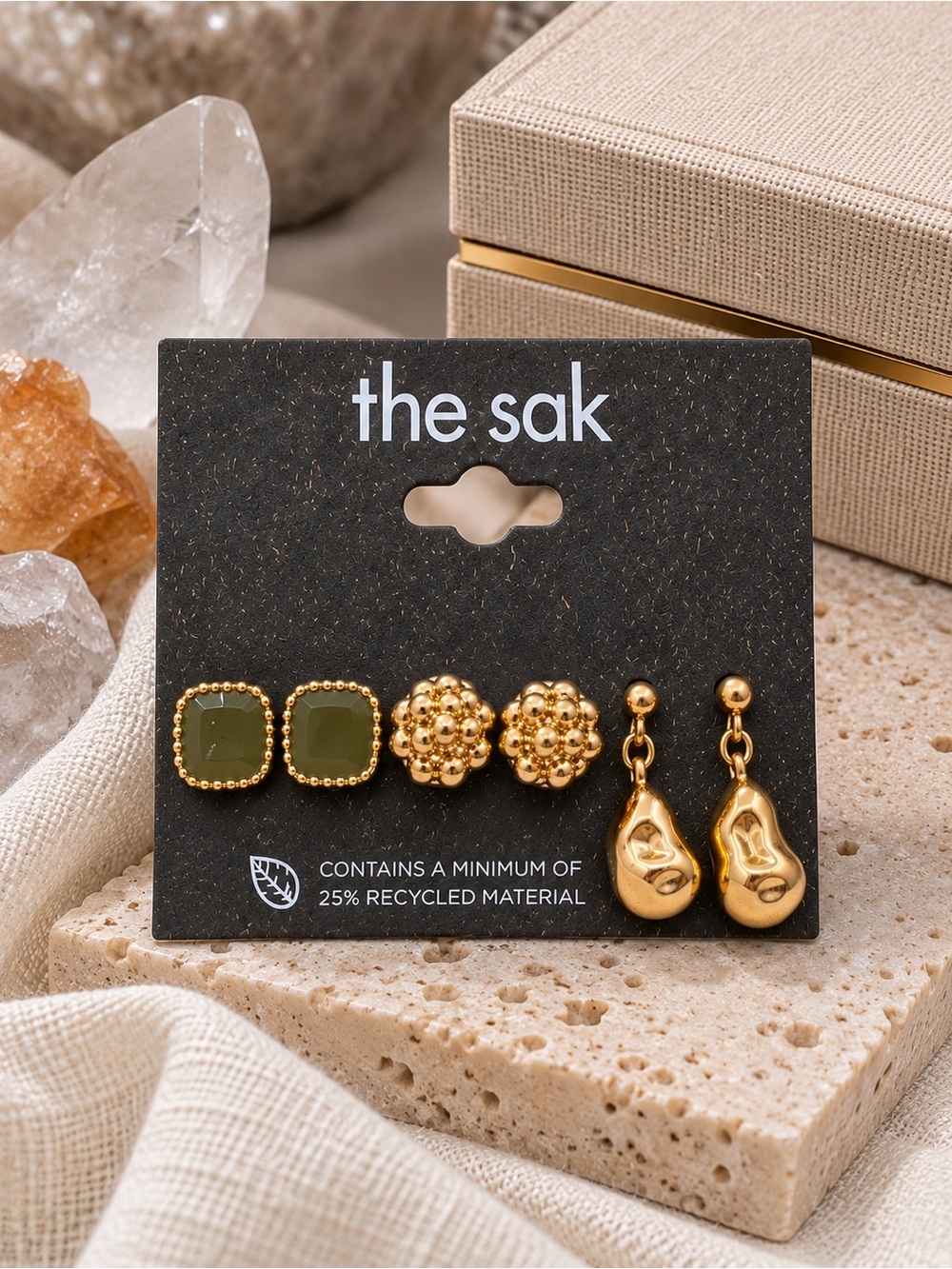 The Sak 3-Pair Gold-Tone Earring Set (BN2/po)